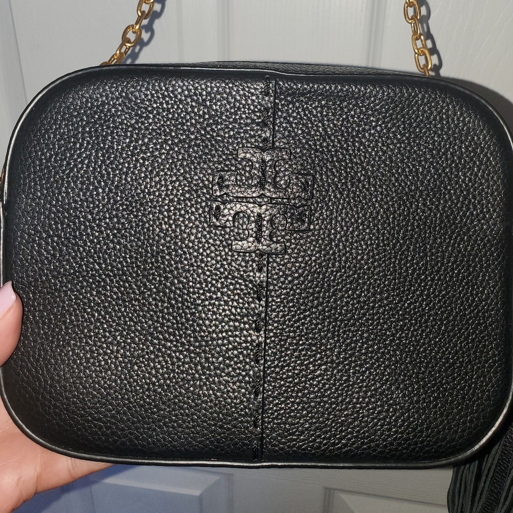 Tory Burch Black with gold hardware Camera bag